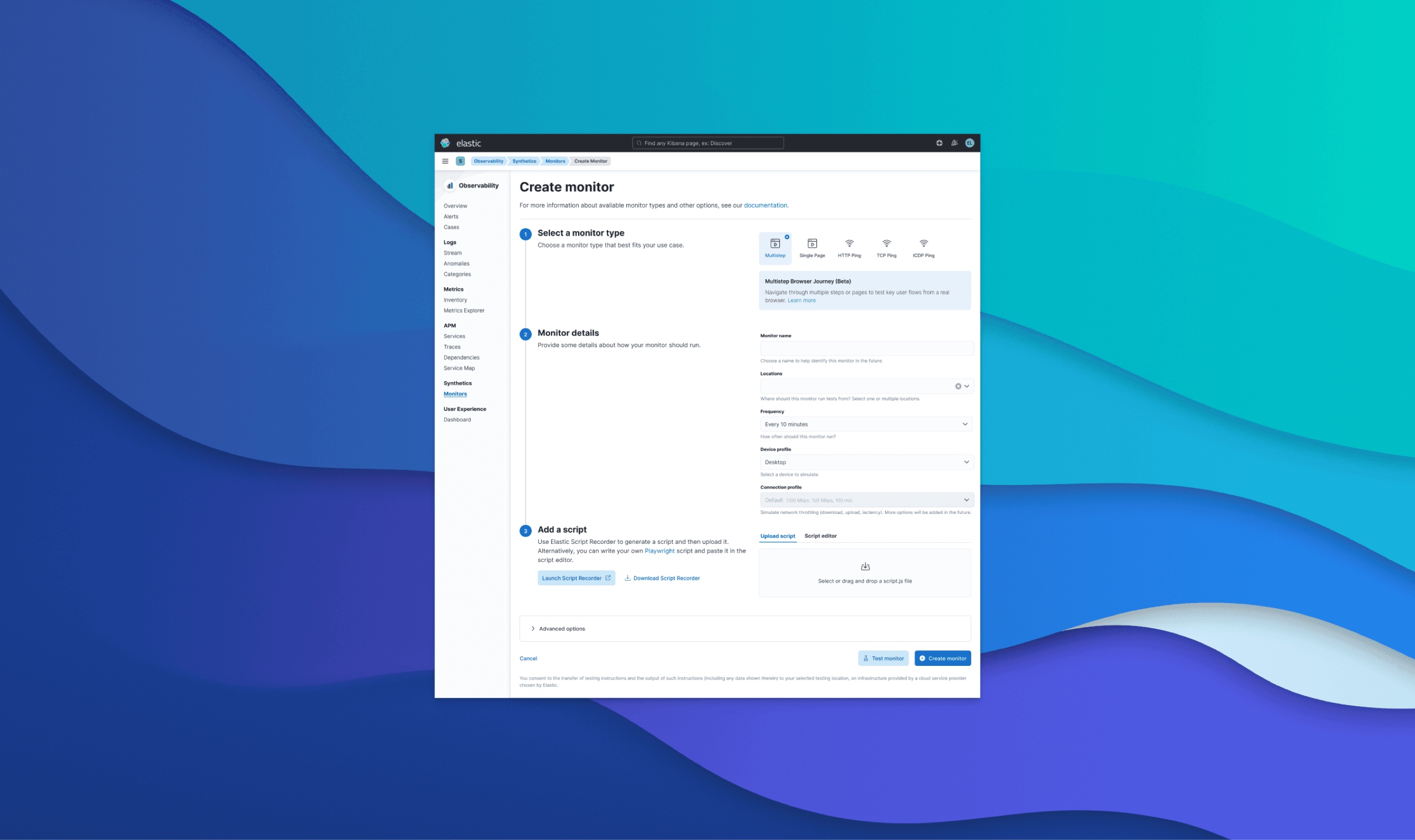 Elastic Observability screen