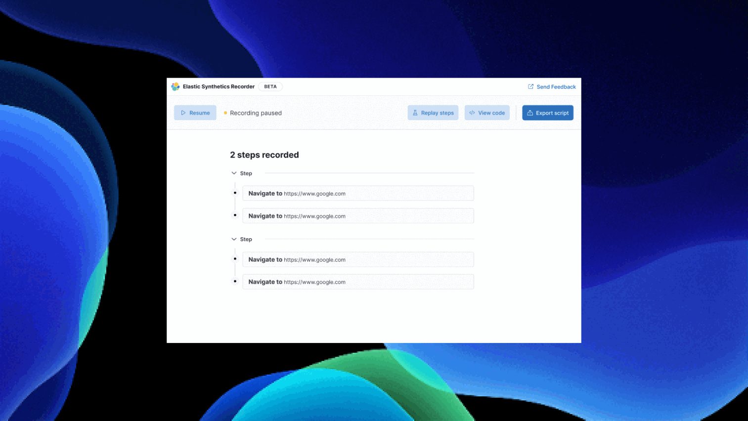 Steps appearing in the recorder timeline