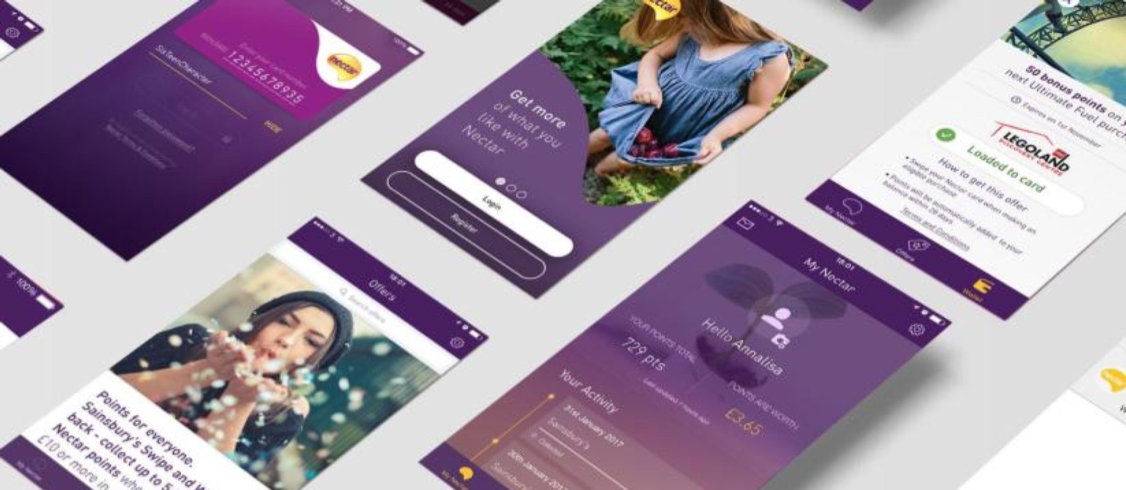 Nectar loyalty app screens